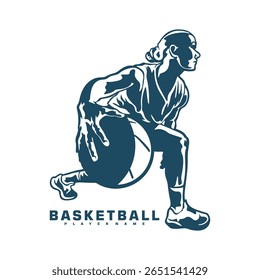 Basketball Player logo design vector. Silhouette Basketball Women Player Template Illustration. Icon Symbol