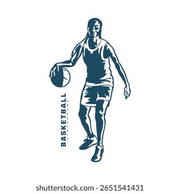 Basketball Player logo design vector. Silhouette Basketball Women Player Template Illustration. Icon Symbol