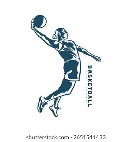 Basketball Player logo design vector. Silhouette Basketball Women Player Template Illustration. Icon Symbol