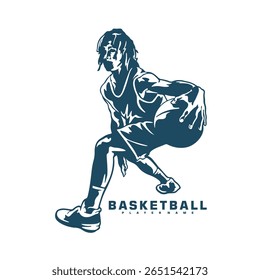 Basketball Player logo design vector. Silhouette Basketball Male Player Template Illustration. Icon Symbol