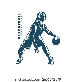 Basketball Player logo design vector. Silhouette Basketball Male Player Template Illustration. Icon Symbol