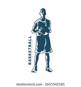 Basketball Player logo design vector. Silhouette Basketball Male Player Template Illustration. Icon Symbol