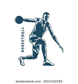 Basketball Player logo design vector. Silhouette Basketball Male Player Template Illustration. Icon Symbol
