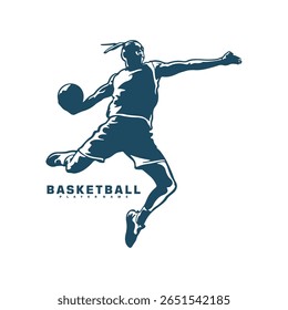 Basketball Player logo design vector. Silhouette Basketball Male Player Template Illustration. Icon Symbol