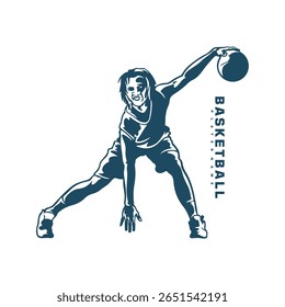 Basketball Player logo design vector. Silhouette Basketball Male Player Template Illustration. Icon Symbol