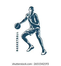Basketball Player logo design vector. Silhouette Basketball Male Player Template Illustration. Icon Symbol