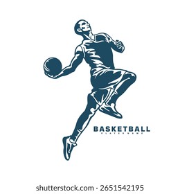 Basketball Player logo design vector. Silhouette Basketball Male Player Template Illustration. Icon Symbol