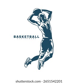 Basketball Player logo design vector. Silhouette Basketball Male Player Template Illustration. Icon Symbol