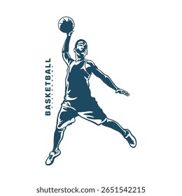 Basketball Player logo design vector. Silhouette Basketball Male Player Template Illustration. Icon Symbol