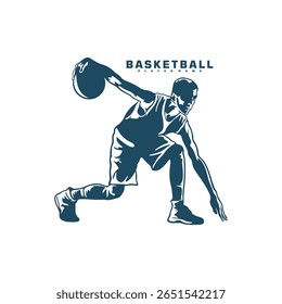Basketball Player logo design vector. Silhouette Basketball Male Player Template Illustration. Icon Symbol