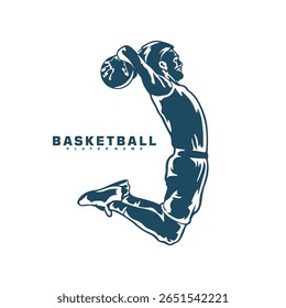 Basketball Player logo design vector. Silhouette Basketball Male Player Template Illustration. Icon Symbol