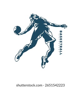 Basketball Player logo design vector. Silhouette Basketball Male Player Template Illustration. Icon Symbol