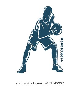 Basketball Player logo design vector. Silhouette Basketball Male Player Template Illustration. Icon Symbol