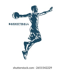 Basketball Player logo design vector. Silhouette Basketball Male Player Template Illustration. Icon Symbol