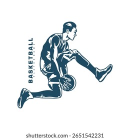 Basketball Player logo design vector. Silhouette Basketball Male Player Template Illustration. Icon Symbol