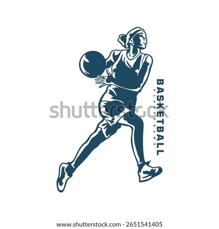 Basketball Player logo design vector. Silhouette Basketball Women Player Template Illustration. Icon Symbol