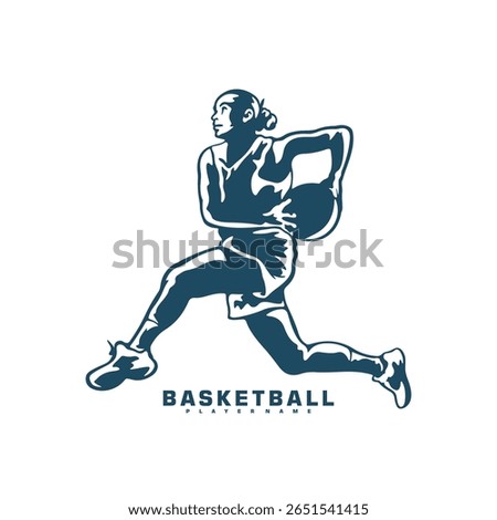 Basketball Player logo design vector. Silhouette Basketball Women Player Template Illustration. Icon Symbol