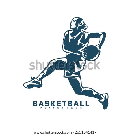 Basketball Player logo design vector. Silhouette Basketball Women Player Template Illustration. Icon Symbol