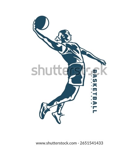 Basketball Player logo design vector. Silhouette Basketball Women Player Template Illustration. Icon Symbol