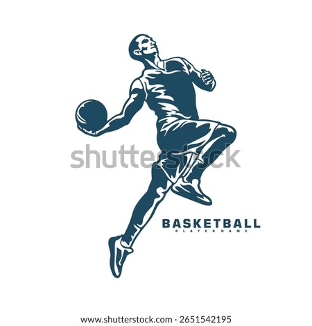 Basketball Player logo design vector. Silhouette Basketball Male Player Template Illustration. Icon Symbol