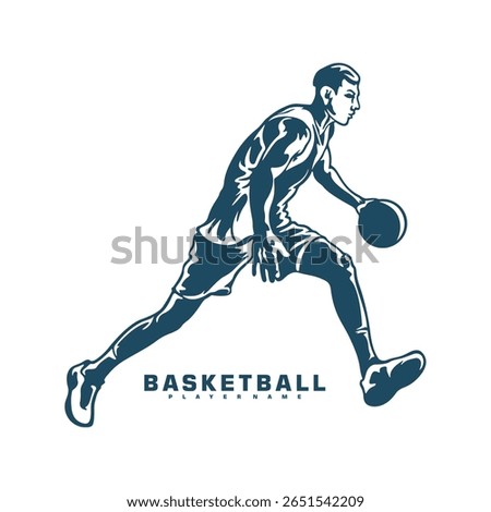 Basketball Player logo design vector. Silhouette Basketball Male Player Template Illustration. Icon Symbol