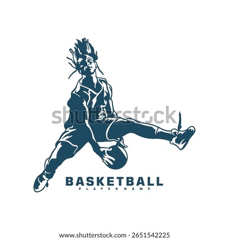 Basketball Player logo design vector. Silhouette Basketball Male Player Template Illustration. Icon Symbol