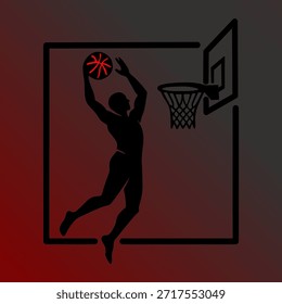 Vector del símbolo del logotipo del jugador de baloncesto