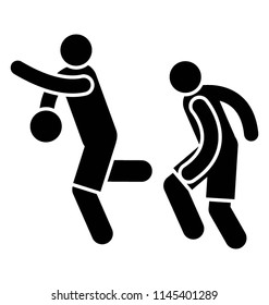Basketball player making a failed attempt to stop his rivals 