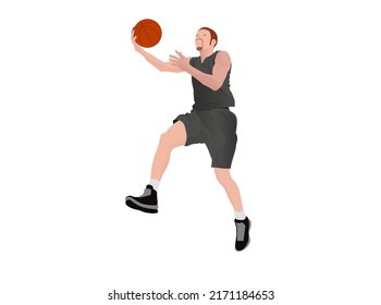 basketball player man high vetor