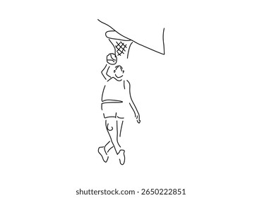 A basketball player in mid-air making a powerful jump shot towards the hoop.