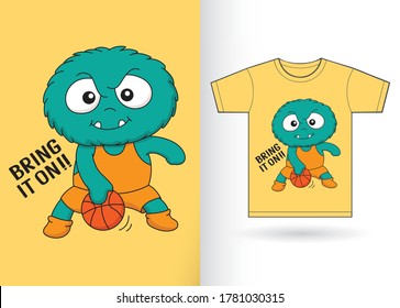 Basketball player monster for t shirt