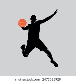 Basketball Player Movement Pose Silhouette  Vector