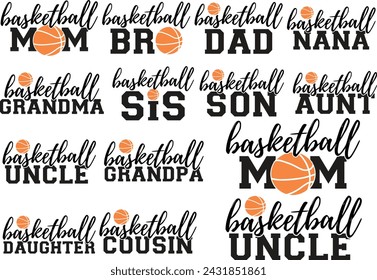 Jugador de baloncesto, Nombre de baloncesto, Equipo, paquete de baloncesto, Monograma de baloncesto, familia, Familia de baloncesto, Equipo, hermana, papá, mamá, hermano, abuela