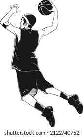 a basketball player on air to slam dunk suitable for sport design