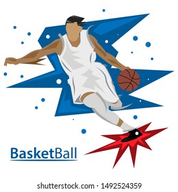 Basketball player on white background, flat design