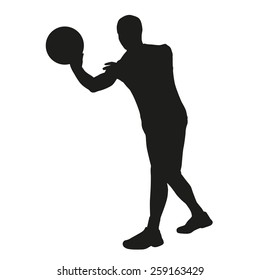 Basketball player passes. Vector silhouette