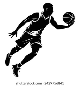 Jugador de baloncesto jugando archivo vectorial de silueta de baloncesto