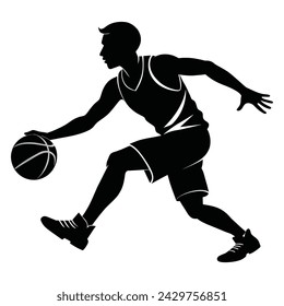 Basketball player playing basketball silhouette vector file