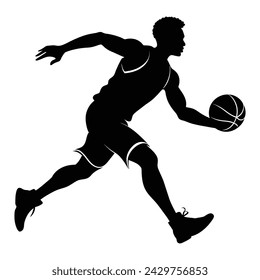 Jugador de baloncesto jugando archivo vectorial de silueta de baloncesto
