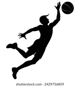 Basketball player playing basketball silhouette vector file