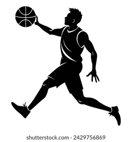 Basketball player playing basketball silhouette vector file
