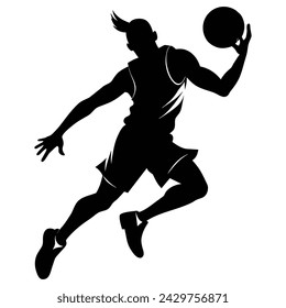 Jugador de baloncesto jugando archivo vectorial de silueta de baloncesto