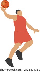 Basketballspieler Pose Charakter im flachen Cartoon Design. Vektorgrafik