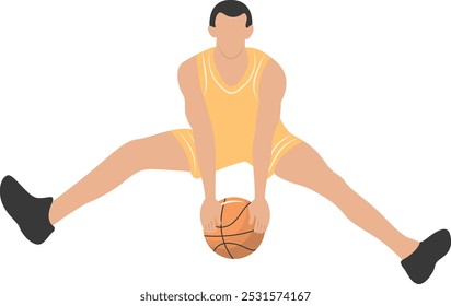 Basketballspieler Pose Illustration. Isolierte Vektorgrafik im flachen Cartoonstil.