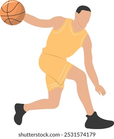 Basketball Player Pose Illustration. Isolated Vector Character in Flat Cartoon Style.