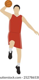 Jugador de baloncesto Pose Ilustración con diseño de dibujos animados simple. Carácter de Vector plano aislado