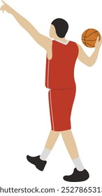 Basketball Player Pose Illustration with Simple Cartoon Design. Isolated Flat Vector Character