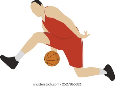 Basketball Player Pose Illustration with Simple Cartoon Design. Isolated Flat Vector Character
