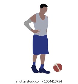 Basketball player practice with a ball , vector