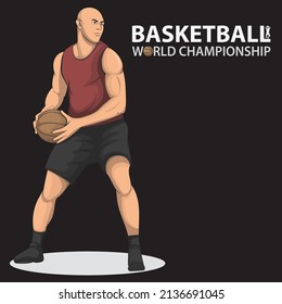 Basketball player preparing to make a shoot. Basketball championship.